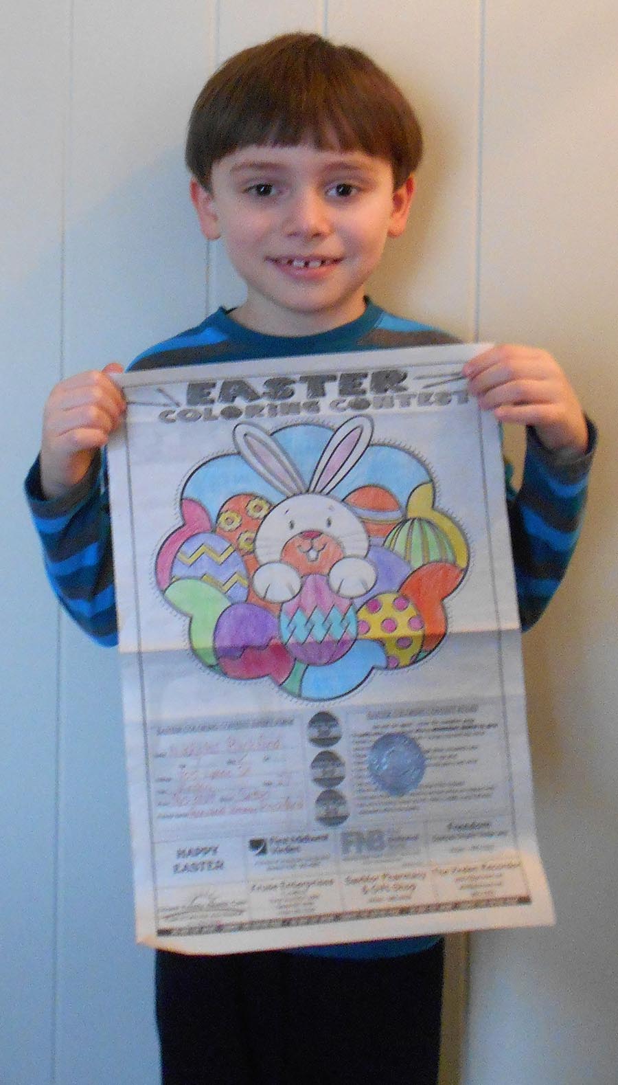 Nicholas Wins 2nd Place in Coloring Contest